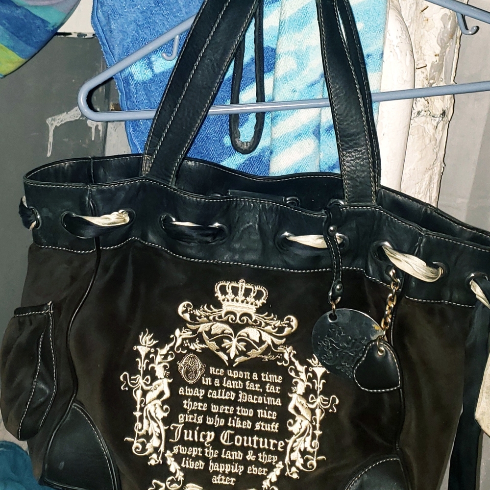Juicy Couture Black and White Embroidered Tote